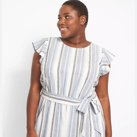 Lane Bryant Pants - Nwot Flutter Cap-Sleeve Linen Blend Jumpsuit